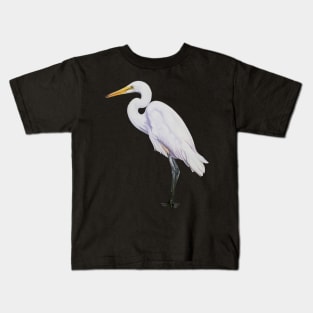 Great White Egret Painting (no background) Kids T-Shirt